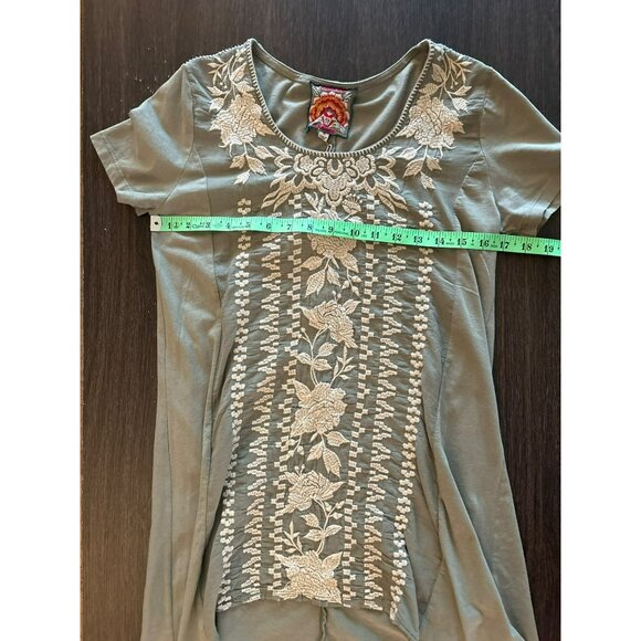 NWT Johnny Was Letty Olive Green Embroidered Woven Tunic Top Size XS - Picture 8 of 10